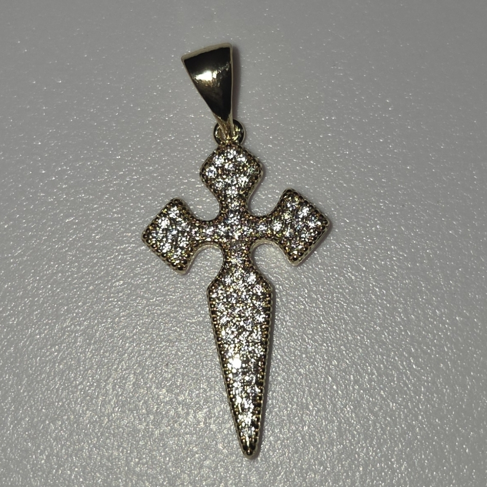 Gold Cross Pendant with Crystals